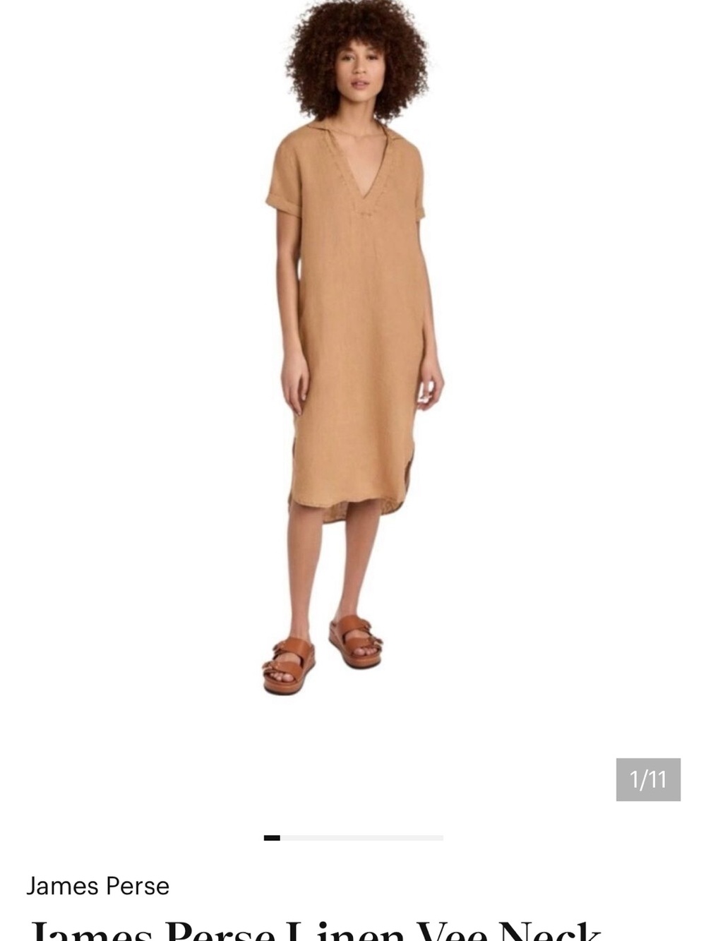 James Perse Linen V-Neck Swim Cover-Up in Tan